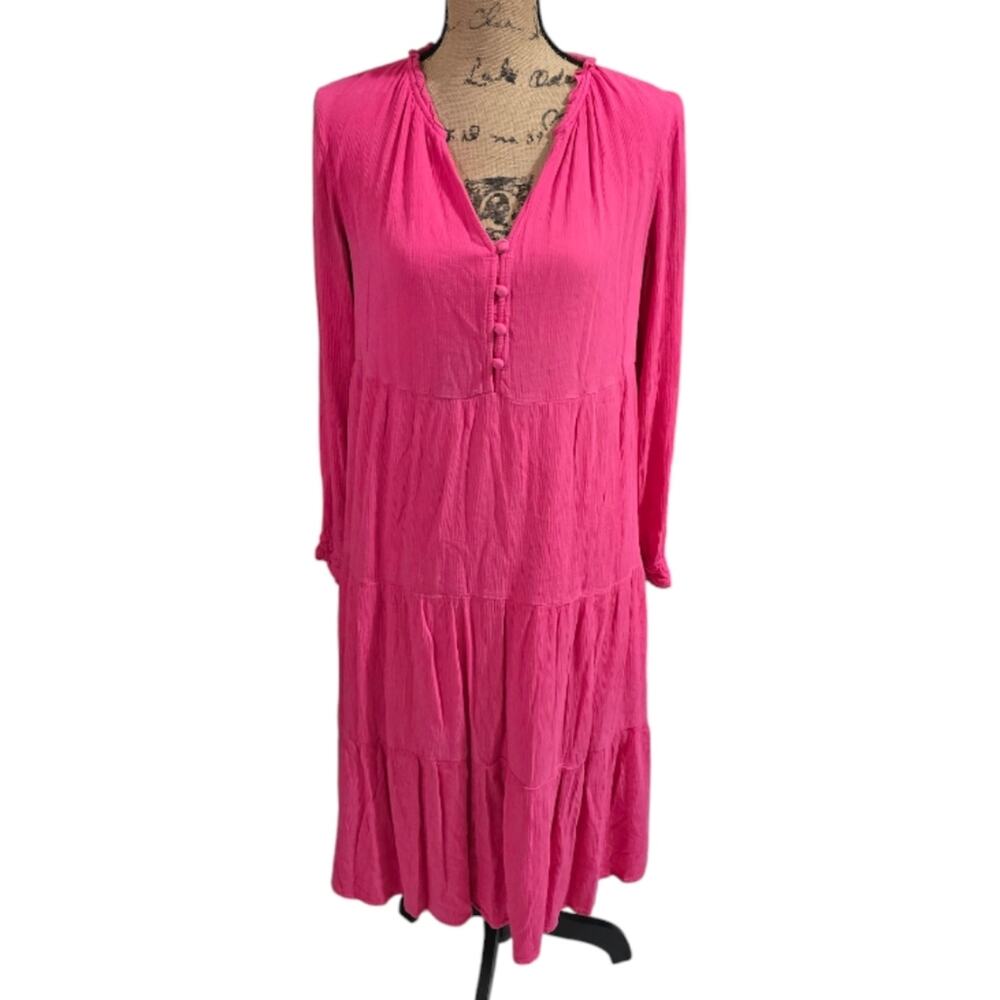 Loft Boho Comfy‎ Pink Long Sleeve Women's Dress Size Small